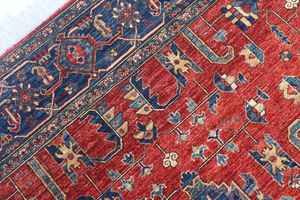 Alfombra de Lana 100% Hecha a Mano, Estilo Bohemio Vintage Rojo, Abstracta, de Alta Calidad, Anudada a Mano para Sala de Estar - Product Image 2