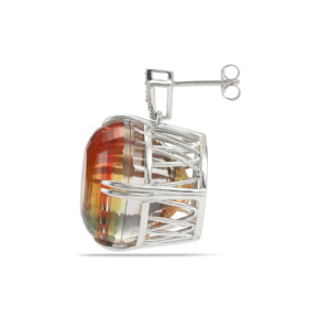 Pendientes de Cuarzo Bicolor con Circonita Blanca en Plata de Ley, 88.61 Quilates - Product Image 2