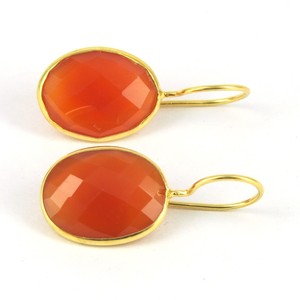 Awesome Design ! Oval Orange Carnelian 925 Sterling <b>Silver</b> Bohemian Style <b>Chandelier</b> Earrings Third Party Certified Indian - Product Image 2