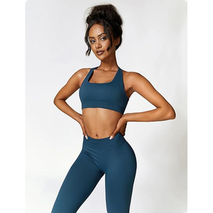 yoga <b>sets</b> high waist <b>leggings</b> bra <b>top</b> <b>seamless</b> stretch breathable women fitness workout clothing - Product Image 2