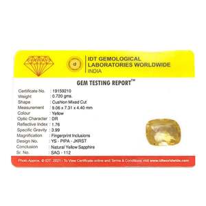 พลอยแซฟไฟร์สีเหลืองธรรมชาติแบบเม็ดเดี่ยว-3.6 กะรัต เจียระไนแบบเหลี่ยม ความใสระดับ VVS รูปทรงหลากหลาย (มรกต วงรี มาร์คีส์) - Product Image 4