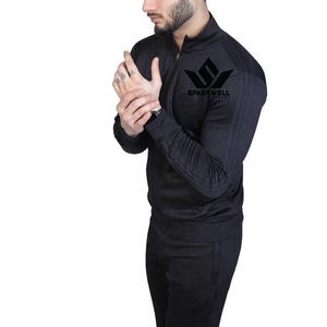 Conjunto Deportivo Ligero 2 en 1 con Capucha Negra para Hombre, Sudadera con Cierre Completo y Pantalones Deportivos de Secado Rápido, Corte Regular, Ropa Deportiva para Otoño - Product Image 1