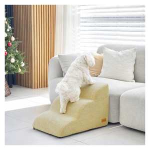 [AllmioPet] 3 <b>Step</b> Pet Stair Beige AMP 3 BE Cloud Fabric Soft <b>Dog</b> Cat <b>Steps</b> <b>for</b> Joint Care and Stable Movement - Product Image 2