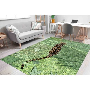 Alfombra con Estampado de Tigre: Alfombra Decorativa Boho Safari con Diseño Animal, Alfombra Delgada No Tejida - Product Image 5
