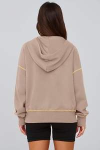 Jersey de invierno de manga larga personalizado para mujer, Sudadera con capucha recortada con media cremallera y logotipo de tela tejida estampado estilo Streetwear en la parte delantera - Product Image 6