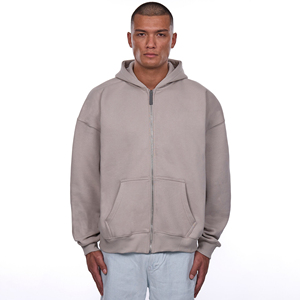 Personalized Embroidered Oversized Zipper <b>Hoodie</b> Fleece Heavyweight Winter Streetwear Drop Shoulder Men Plus Size Zipper <b>Hoodie</b> - Product Image 1