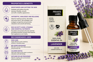 Aceite Esencial de Lavanda de Marca Privada 100% Puro 30ml OEM |   Aceite de aromaterapia antiséptico relajante |   Vegano Orgánico España UE - Product Image 3