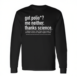 T-shirt à manches longues pour étudiants/professeurs en sciences et épidémiologie avec la phrase « Les vaccins fonctionnent grâce à la science » - Produit promotionnel - Product Image 2