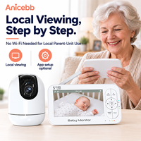 Moniteur Bébé Portable avec Écran Local de 5 Pouces et Unité Parentale, Configuration Optionnelle via l'Application Tuya sur Réseau 2.4GHz par Anicebb