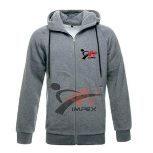 คุณภาพสูงที่กําหนดเองการพิมพ์โลโก้ผู้ชายซิป Hoodie วัสดุที่กําหนดเองยืดหยุ่นผู้ชายเสื้อสเวตเตอร์ Hoodie - Product Image 1