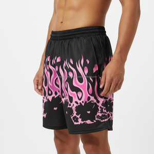Shorts de sport pour hommes en maille légère, imprimé haute définition rose, collection été 2026, fabrication OEM - Product Image 4