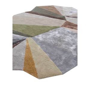 Come Around <b>Hand</b> <b>Tufted</b> Wool & Viscose <b>Rugs</b> Grey & Black Geometric Pattern Plush Carpet for Home & Exhibition TRA-1126 - Product Image 2