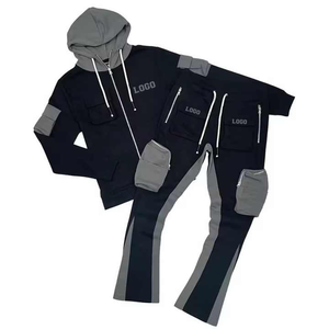 Ensemble de survêtements 2 pièces de style hivernal pour homme, pantalons et hauts de jogging à taille élastique, survêtement respirant de grande taille, survêtement à bas prix - Product Image 1
