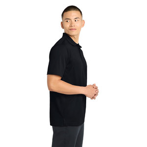 Camisas Polo de Manga Corta de Corte Regular Negras, Camisas Polo de Cuello Negro Lisas de Manga Larga de Algodón para Hombre - Product Image 3
