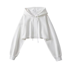 Top corto de cintura adelgazante Sudadera con capucha de invierno de manga larga Sudadera con capucha personalizada Sudaderas con capucha sólidas para mujer - Product Image 1