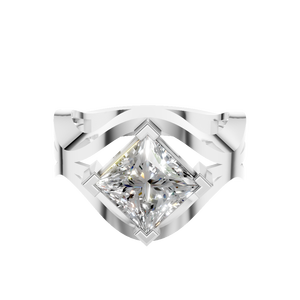 Bague en or massif 14 carats avec moissanite VVS taille princesse, sertie à griffes, pour mariage, fiançailles, anniversaire, fête - Product Image 3