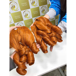 Best Selling Customizable Vietnamese Hair Extensions Fashional Ginger Orange Flat Weft <b>Toupee</b> Frontal Virgin Hair Custom Length - Product Image 2