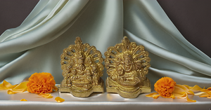 Diseño moderno Ganesh y Laxmi estatua de latón hecha a mano escultura religiosa india para boda y Diwali - Product Image 2