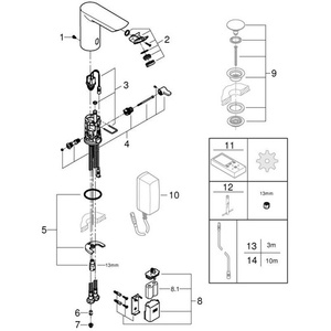 Grifo Electrónico Infrarrojo para Lavabo Grohe, 1/2 Pulgada, 6V, Batería, Cromado, BAU, CE - Product Image 6