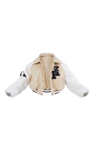 Chaqueta de béisbol personalizada para mujer con cuello levantado estilo universitario recortado - Product Image 6
