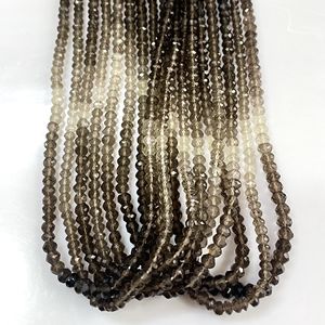 Perles de rondelle à facettes en quartz fumé, perles de pierres précieuses en gros naturelles pour la fabrication de bijoux - Product Image 4