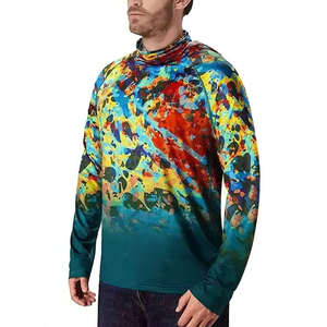 เสื้อตกปลาแขนยาวมีฮู้ดเสื้อกีฬาผ้าโพลีเอสเตอร์พิมพ์ลายซับลิเมชันชุดการแสดง - Product Image 2