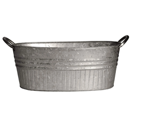 Modern Design Galvanized Oval Tub with Tapered Handles Iron <b>Wine</b> Cooler <b>Holders</b> for Parties - Product Image 1
