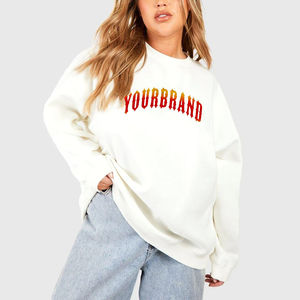 Logo d'impression personnalisé sweats pour femmes 100% coton col rond surdimensionné tenue décontracté poids lourd blanc dames sweat - Product Image 4