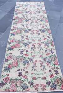 Personnalisable 2.4X8.5 pieds Boho Vintage cuisine couloir tapis fait à la main tapis en laine naturelle abstrait rustique décor turc zone - Product Image 3