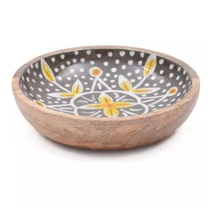 Bol de mélange de salade arrondi de serveur de nourriture de cuisine, bol décoratif créatif de finition d'émail gravé à la main - Product Image 6
