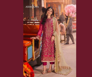 Hania Amir นำ asim jofa ชุดเดรส3ชิ้นผ้าไหมบิดปักลายเย็บโดยคอลเลกชัน ssumaira - Product Image 2