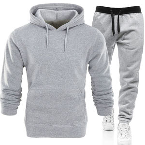 Ensemble 2 pièces sweats à capuche pour hommes pantalons longs vêtements d'hiver entraînement sports de plein air couleur unie pulls à capuche pour hommes costumes - Product Image 1