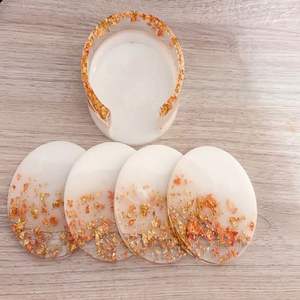 Handmade <b>Wooden</b> Coasters Layered Metallic Glitter Mats Modern <b>square</b> Design Customizable Options for Home Office <b>Coffee</b> <b>Table</b> - Product Image 6