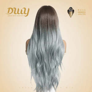 Celeste-DWY 136 for Ombre Light <b>Blue</b> Brown Wavy Synthetic Lace Front <b>Wig</b> with Transparent Lace Free Part - Product Image 3