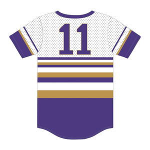 เสื้อเบสบอลแบบสวมหัวลายทาง OPP ผ้าโพลีเอสเตอร์ตาข่าย 100% เสื้อยืด Omega Fraternity พร้อมโลโก้ปักแบบกำหนดเอง - Product Image 3