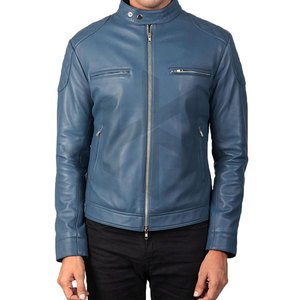 Veste en cuir pour homme automne-hiver, col montant, cuir de vache respirant, cuir véritable, logo frontal, haute qualité - Product Image 4