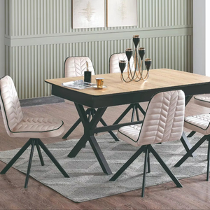 Juego de comedor moderno y elegante con 1 mesa y 6 sillas con escritorio fijo, muebles para el hogar, cocina o villa - Product Image 1