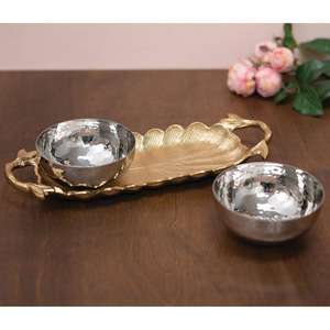 Silver Leaf <b>Tray</b> And <b>Serving</b> Dish Handcrafted Fruits Chocolate Candy Cupcakes Platter Catering <b>Tray</b> Elegant Leaf Dish Home Decor - Product Image 2