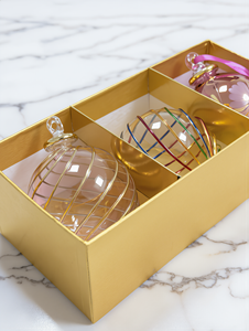 Adornos Navideños de Cristal Soplado a Mano, 24 Piezas Surtidas, Adornos para Árbol, Finiales Pintados en Oro de 24K, Decoraciones Navideñas de Cristal al por Mayor - Product Image 1