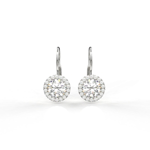 Joyería Avarta Plata esterlina 2 quilates cada pendiente de gota de Halo - Product Image 2