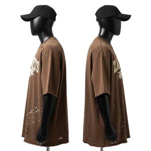 Camiseta 100% algodón para hombre, corte holgado, estampada, estilo oversize, transpirable, con efecto lavado, serigrafiada, con logotipo personalizado. - Product Image 3