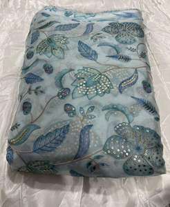 Tela de Seda Taby Ecológica y Transpirable, con Bordado Intenso de Diseño Floral y de Hojas Grandes, para Moda de Boutique, Gran Venta - Product Image 4