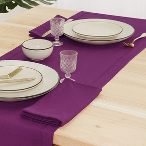 Chemin de Table 100% Coton Violet Solide avec Détail Ajouré 14X72 Pouces Style Tissé Moderne pour Printemps Memorial Day Été - Product Image 4