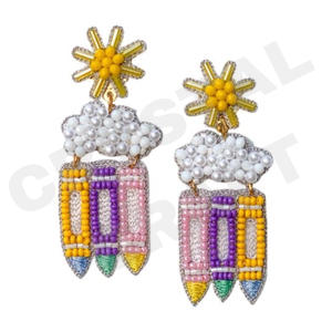 Pendientes con cuentas de diseñador Vintage I LOVE YOU para mujer, día conmemorativo patriótico, tela de Color naranja, blanco y azul para bodas - Product Image 4