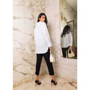 Chemise en lin pour femmes, style décontracté et professionnel, amincissante, col à revers, options longues et courtes disponibles - XS à XL pour l'été et l'automne - Product Image 5