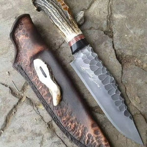 Nuevo Cuchillo Bowie de Acero J2 de Alta Calidad para Camping, Bushcraft y Caza, con Borde Dentado, Hecho a Mano, Mango Resistente de Asta de Ciervo, OEM - Product Image 1
