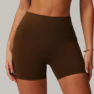 <b>Womens</b> High-Waisted Elastic <b>Yoga</b> <b>Shorts</b> Custom Logo Scrunch Butt Hip Lift Design Casual Style Drawstring for Running Fitness - Product Image 2