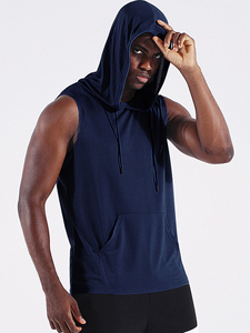 Sweat à capuche sans manches pour hommes Sweats à capuche sans manches en tricot délavé de haute qualité super doux et respirant pour hommes - Product Image 5