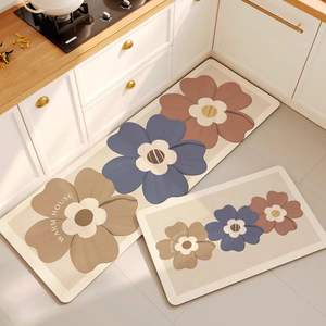 Ensemble de tapis de cuisine personnalisés à motifs floraux, antidérapants, absorbants, dessus en polyester, base en caoutchouc imperméable, rembourrés, tissés, décor personnalisé - Product Image 4