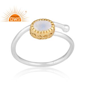 Best Selling 925 Sterling Silver Natural Rainbow <b>Moon</b> Gemstone Stackable <b>Ring</b> Custom Jewelry Manufacturer - Product Image 1